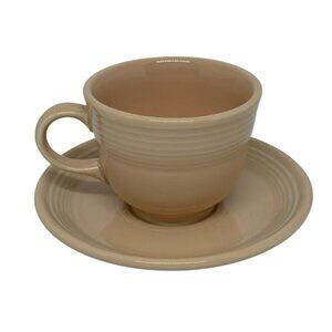 VTG 80s Fiestaware TeaCup Saucer Apricot Retro Fiesta Homer Laughlin Dinnerware